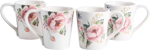 Miniatura 11 de Bico Blooming Moment - Juego de 4 tazas de café de cerámica, tazas de té grandes de 18 onzas con asa, tazas estéticas tipo latte para capuchino