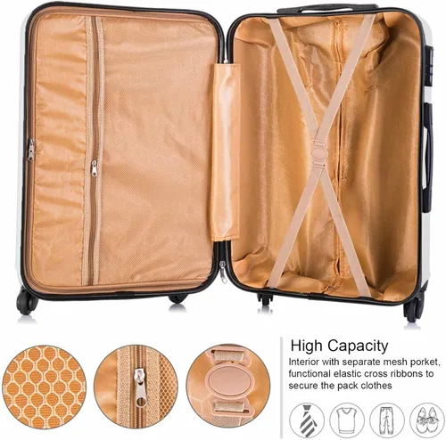 Miniatura 4 de 4 piezas equipaje conjuntos ligero ABS durable maleta Spinner ruedas Hardshell viaje maletas, Blanco leche, Equipaje ligero e impermeable con rueda