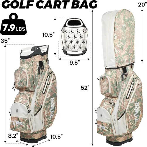 Miniatura 3 de TIVOR 2026 Golf Cart Bag with 15-Way Full-Length Divider Top, 12 Pockets, Premium Silent Golf Cart Bag with Rain Hood for Men，Fits Jumbo Grips