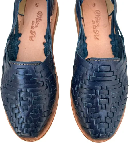 Miniatura 2 de Mexico en la Piel Sandalias Huarache de cuero. Zapatos planos cómodos para mujer.