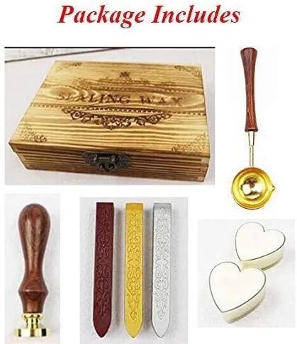 Miniatura 2 de MNYR Sello de cera de libélula, palitos de cera de sellado, cuchara derretida, vela, caja de regalo de madera, tarjeta de invitación de boda