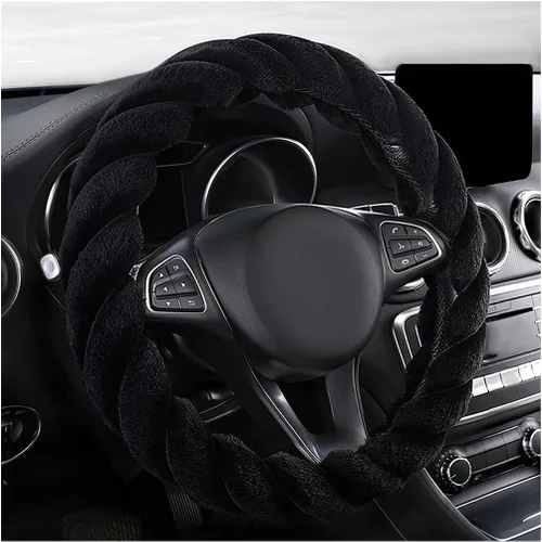 Miniatura 10 de KVAEY - Funda para volante de coche de felpa suave, de 15 pulgadas, antideslizante y redonda, protector de volante de invierno, funda de volante
