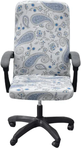 Miniatura 44 de CRFATOP Funda elástica para silla de oficina de computadora con cremallera duradera, funda para silla de escritorio giratoria universal, respaldo