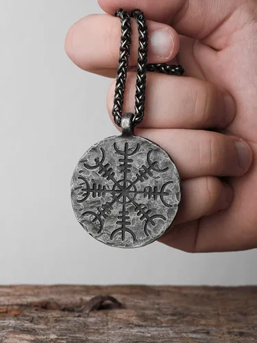Miniatura 4 de HAQUIL Viking Antique Necklace, Helm of Awe Aegishjalmur Pendant, Viking Norse Jewelry Gift for Men and Women
