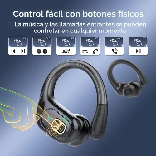 Miniatura 7 de Auriculares inalámbricos Bluetooth 5.4 de 75 horas para deporte, auriculares Bluetooth 2025 estéreo con graves profundos sobre la oreja con ganchos