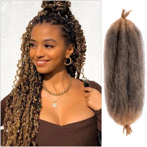 Miniatura 11 de ROKTRESS Cabello afro Spring Twist de 16 pulgadas, 8 paquetes de cabello trenzado Marley Twist para rastas sintéticas, extensiones de cabello 1b