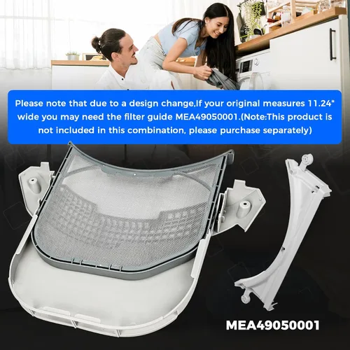 Miniatura 6 de Romalon ADQ56656401 Filtro de pelusa de secadora Malla de acero inoxidable con MCK49049101 Cubierta de trampa de pelusa para LG y Kenmore Secadora