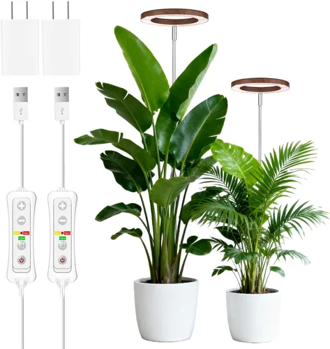 Miniatura 9 de yadoker 72 LEDs Luz de cultivo de plantas para plantas de interior, Luz de escritorio de aluminio con grano de madera de nogal LED, Altura