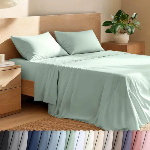 Miniatura 17 de Bare Home Juego de sábanas individual XL 100% algodón orgánico - Tejido de percal crujiente - Ligero y transpirable - Sábanas y fundas de almohada