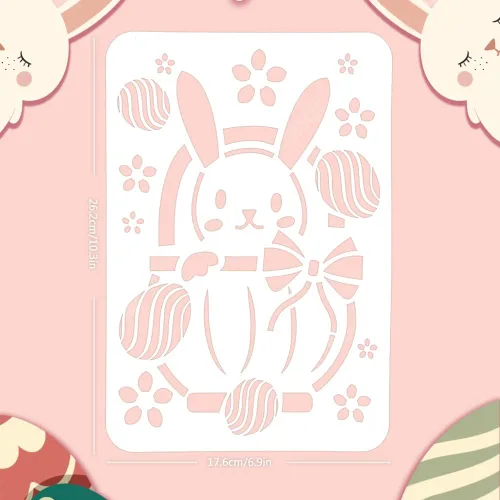 Miniatura 3 de Plantilla de plantillas de pintura de Pascua, 10 unidades, diseño de conejito de Pascua, huevo de gato, plantilla de pintura de plástico, plantillas