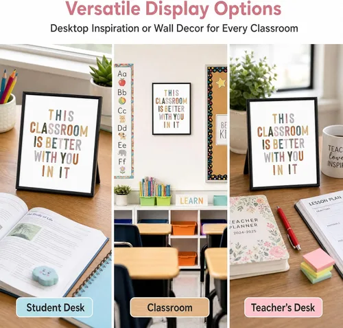 Miniatura 6 de Este aula es mejor contigo en ella, decoración de pared motivacional positiva, letreros para profesores, bienvenida al aula, decoración boho