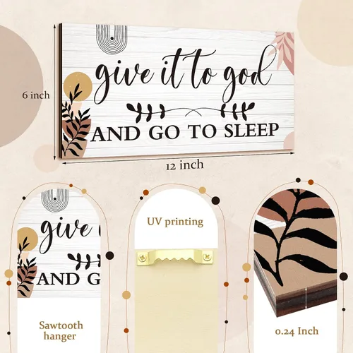 Miniatura 3 de Chunful 2 piezas de decoración de pared para dormitorio, cartel "Give It to God and Go to Sleep", cartel de oración de serenidad, arte de pared