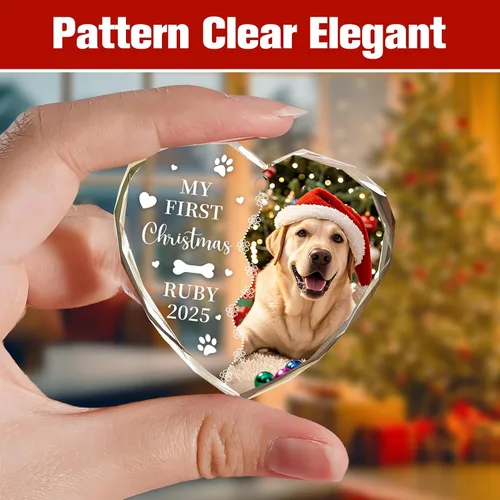 Miniatura 4 de Adornos de Navidad personalizados 2025 – Decoración de cristal de Navidad personalizada con foto/nombre, adorno colgante de cristal de cristal