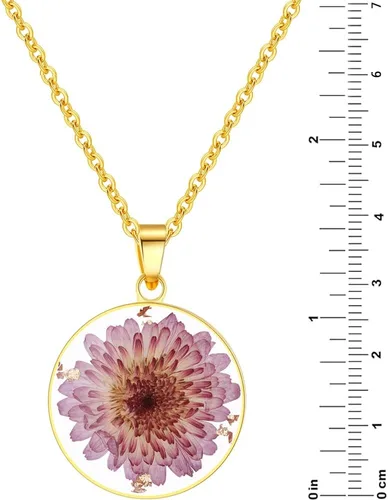 Miniatura 37 de Forget-Me-Not and Queen Anne's Lace Pressed Wildflower Necklace Birth Month Real Flower Necklace Gold/Silver Pressed Flower Jewelry