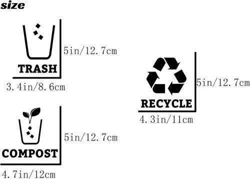 Miniatura 4 de Juego de 3 calcomanías de vinilo de reciclaje para basura, contenedor de compost, símbolo de cubo de reciclaje para organizar contenedores de basura