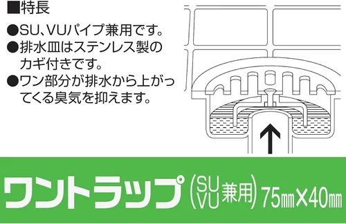 Miniatura 3 de SANEI H50-75X40 Drain Supplies, One Trap, SU, VU Pipes, Stainless Steel