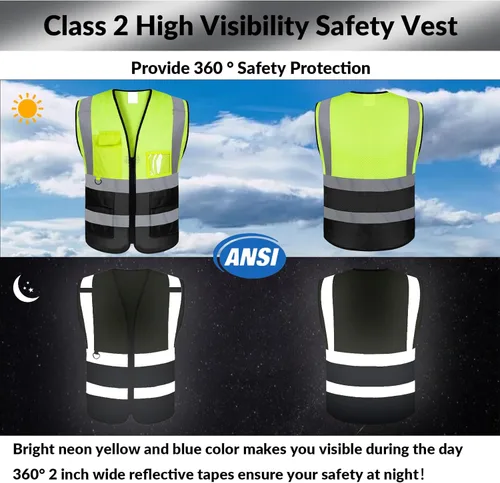 Miniatura 5 de BeautyWill Chaleco de seguridad personalizado con logotipo Clase 2 Chaleco reflectante de alta visibilidad Chaleco de trabajo protector