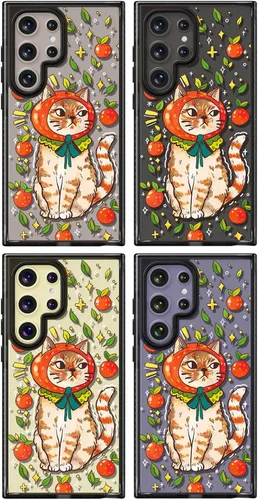 Miniatura 7 de Rosarnnah Funda compatible con Samsung Galaxy S24 Ultra, bonita estética, a la moda, divertida funda con estampado de gatito y gato, duradera a