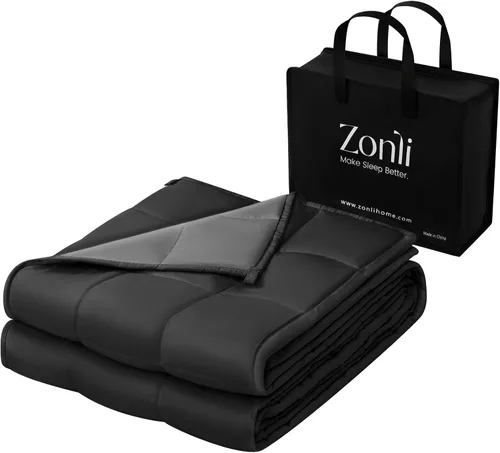 Miniatura 10 de ZonLi Manta pesada para adultos (48 x 72 pulgadas, 12 libras, verde oscuro) manta pesada de enfriamiento de alta transpirabilidad, material suave