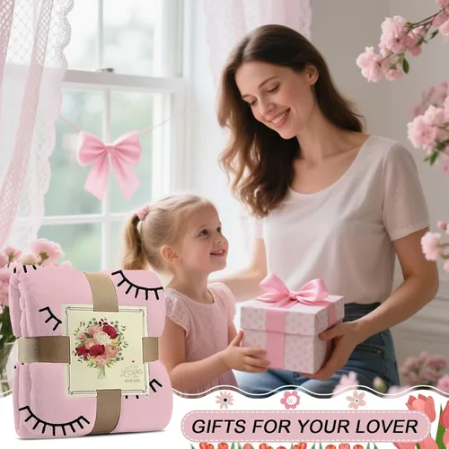 Miniatura 9 de Manta de pestañas rosa para sofá y cama, manta de franela suave de 50 x 60 pulgadas, bonito patrón de pestañas estética, decoración de habitación