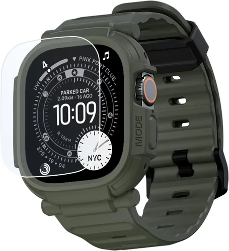 elkson Quattro Pro Series - Funda resistente para Apple Watch Ultra 3, 2, 1 de 1.732 pulgadas, protector de pantalla de vidrio templado, resistente