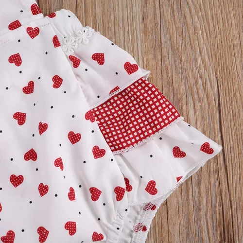 Miniatura 5 de Mono para bebé niña de San Valentín con mangas sin espalda y estampado de corazón con diadema