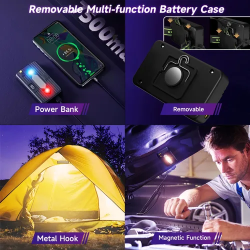 Miniatura 2 de Linterna frontal recargable LED súper brillante de 1200 lúmenes, lámpara frontal con 9 modos de iluminación, ajustable a 90° e impermeable IP67