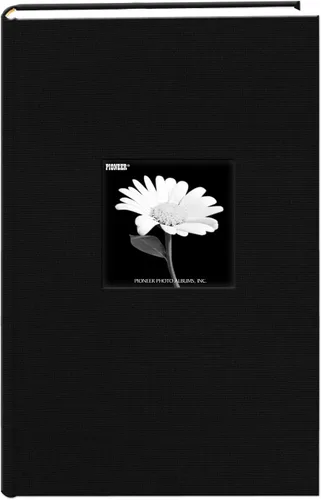 Álbum de fotos con cubierta de marco de tela, 300 bolsillos para fotos de 4 x 6, color negro oscuro