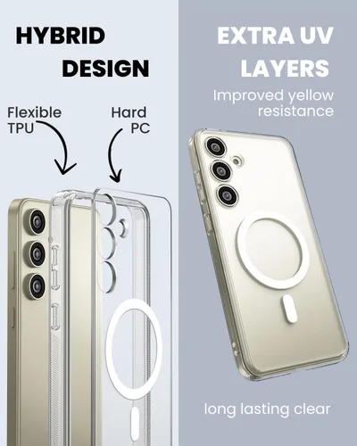Miniatura 3 de CaseBorne Slim Series - Funda compatible con Samsung Galaxy S24 Plus, combo 3 en 1, cubierta magnética híbrida ultra transparente, con protector
