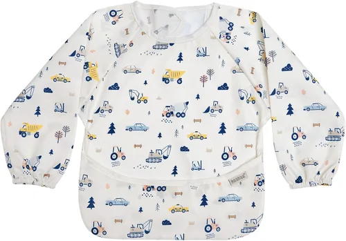 Miniatura 11 de haakaa Long Sleeve Baby Bib, Waterproof & Adjustable Baby Smock Bib for Eating, Painting & Play, Easy Wipe Clean, 6–24M Días a cuadros