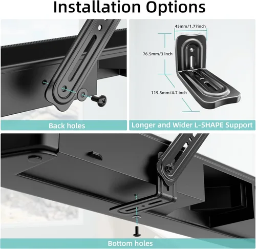 Miniatura 5 de HCMOUNTING Soporte para barra de sonido, montaje de barra de sonido debajo de la TV o encima de la TV se adapta a la mayoría de las barras de sonido