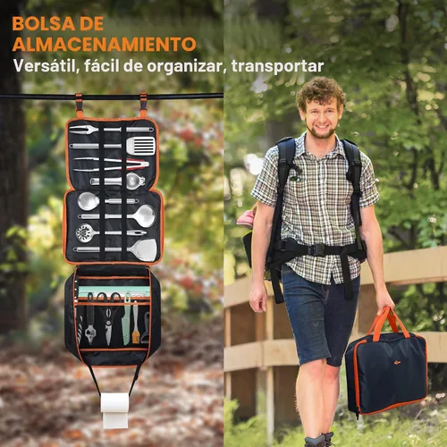 Miniatura 7 de Gaialoop Juego Portátil de Utensilios de Cocina para Acampar, Equipo de Cocina de Campamento y de Fogata, Esenciales para RV, Accesorios Imperdibles