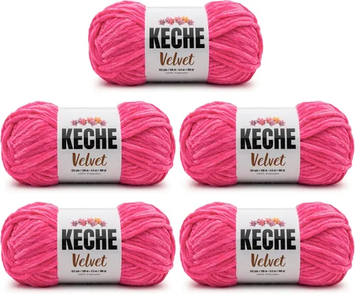 Miniatura 111 de Keche Hilo de terciopelo para ganchillo, manta de felpilla suave, voluminosa, hilo amigurumi, 3.53 oz (132 yardas), color azul bebé