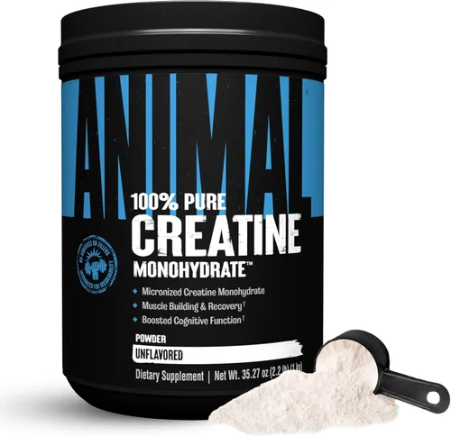 Animal Monohidrato de creatina en polvo, creatina micronizada para mujeres y hombres, apoya el crecimiento muscular, la fuerza, la resistencia, la