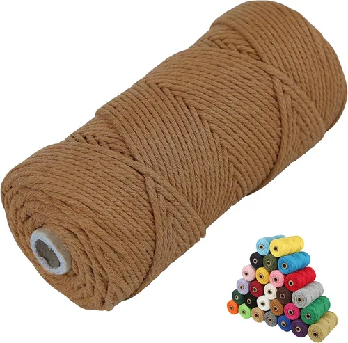 Miniatura 72 de Cordón de algodón para macramé, hilo torcido de 4 capas, cuerda de algodón natural, suministros perfectos de macramé, para hacer soportes colgantes