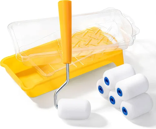 Miniatura 7 de Bates - Kit de rodillos de pintura de espuma de 2 pulgadas, 10 piezas, kit de rodillos de pintura pequeños, 1 bandeja de pintura de plástico, 2 Azul