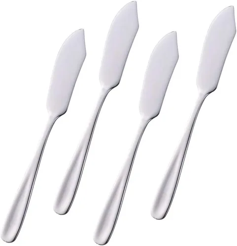 Baikai - Cuchillos de acero inoxidable 18/10 para queso del desierto, juego de 4, cuchillo de mantequilla para desayuno, esparcidor de sándwich para