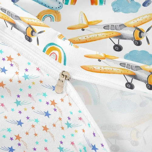 Miniatura 6 de Erosebridal Funda de edredón de avión tamaño individual, juego de ropa de cama de aviones de dibujos animados para adolescentes, color verde azulado