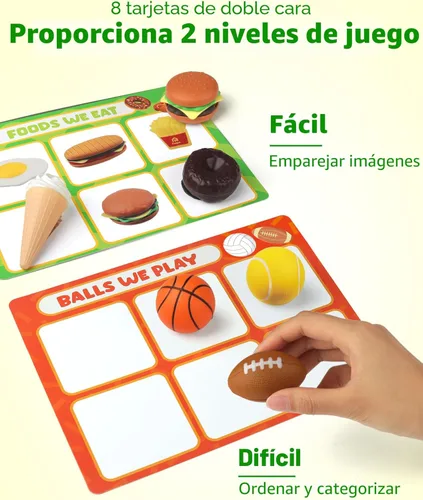Miniatura 2 de Coogam Juguete de clasificación para niños pequeños, animales, dinosaurios, frutas, vehículos, alimentos, peces, bolas, juego de granja, juego