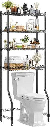 Miniatura 9 de Simple Trending Over The Toilet Storage Rack, Metal 3 Tier Bathroom Organizer Shelf with Paper Holder and 3 Hooks, Freestanding Shelf Space Saver