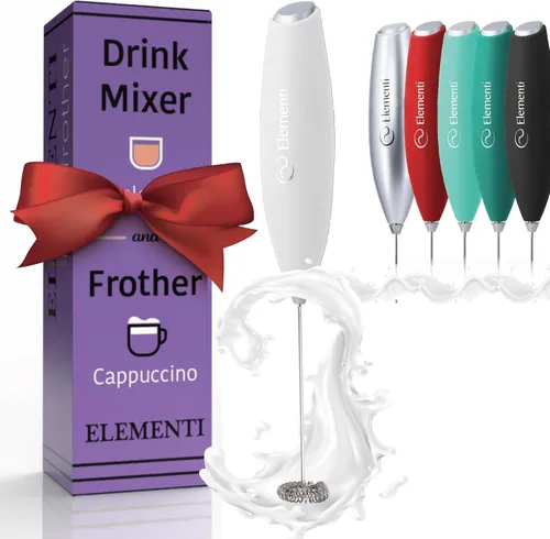 Miniatura 19 de Elementi Mezclador de bebidas de mano - Agitador eléctrico y potente varita mezcladora de polvo de proteínas, mini varita espumadora fácil de usar