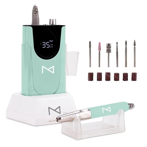M Max - Taladro de uñas profesional - Lima de uñas con motor sin escobillas 2 en 1 - Eléctrica, inalámbrica, carcasa de aleación de aluminio, 35000