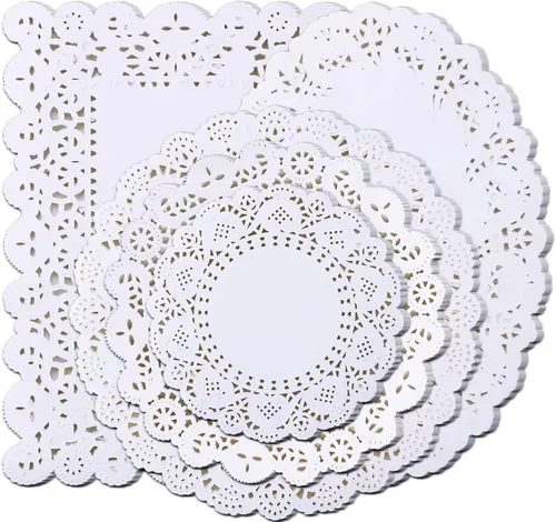 250 piezas de encaje de papel, varios tamaños, decoración moderna de grado alimenticio a granel, añade elegancia a manualidades, café, pasteles,
