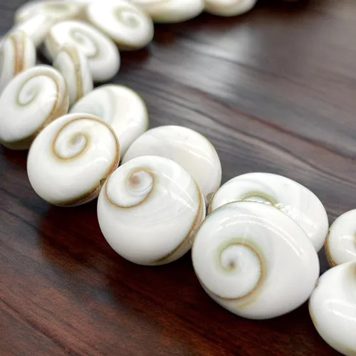 Miniatura 12 de ABCGEMS Shiva Eye Shell Beads Indonesia Auténtica Región Indo-Pacífico (patrón geométrico de matriz de doble cara) de origen ético – Producción