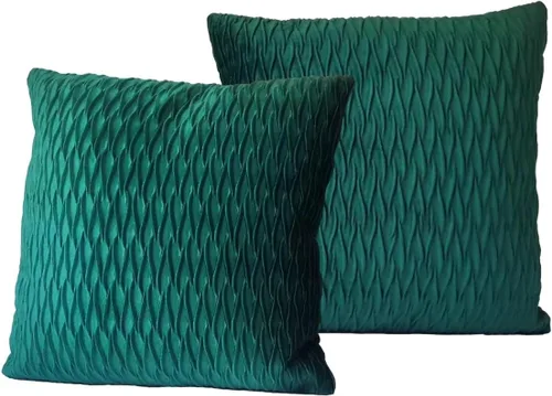 Camino de cama de terciopelo suave liso, bufanda decorativa para el hogar, hotel, casa de huéspedes, 2 fundas de almohada, 17.5 x 17.5 pulgadas