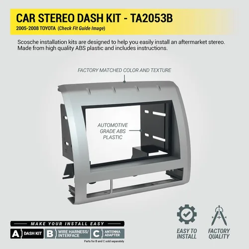 Miniatura 4 de Scosche TA2053B Kit de instalación de radio de doble DIN Compatible con modelos seleccionados de Toyota Tacoma 2005-2008 - Kit de instalación