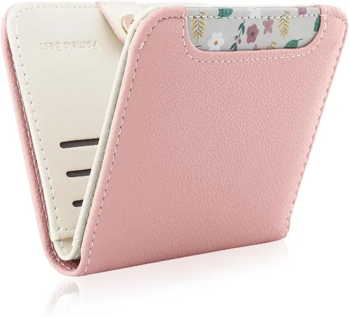 Miniatura 11 de Billetera pequeña para mujer, con bloqueo RFID, de piel, plegable, para tarjetas de crédito, con ventana de identificación, con cremallera, bolsillo
