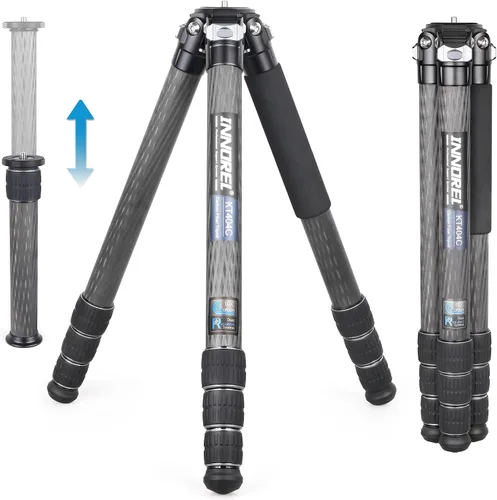 INNOREL KT404C - Trípode compacto de fibra de carbono de 10 capas para cámara de 1.575 in, tubo grande, trípode profesional para videocámara digital