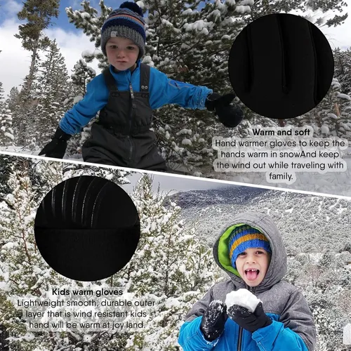 Miniatura 6 de SAWANS Guantes deportivos para correr, ciclismo, invierno, pantalla táctil, térmica, para niños y niñas, resistentes al viento, guantes