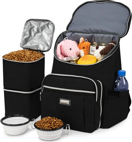 BAGLHER Mochila de viaje para perros – Contenedor de comida desmontable para perros para suministros para mascotas, mochila para equipo de perro,